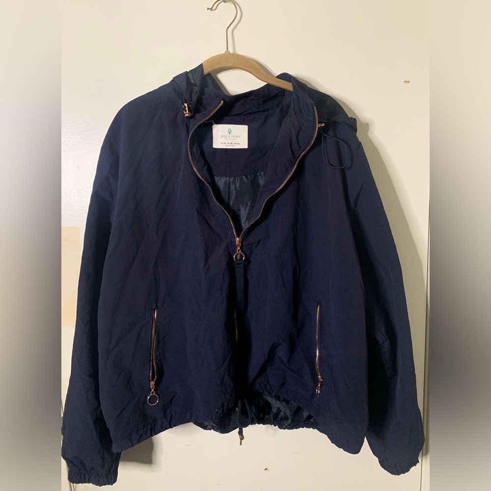 Jade And Ivory Navy Windbreaker Hood Jacket Xl